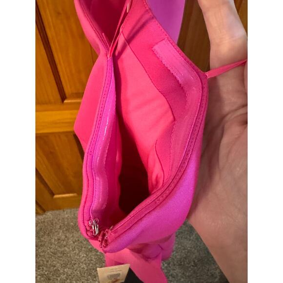 Eliza J Plus Pink Ruffle One-Shoulder Sheath Dress 22W Scuba Fabric - Picture 6 of 8